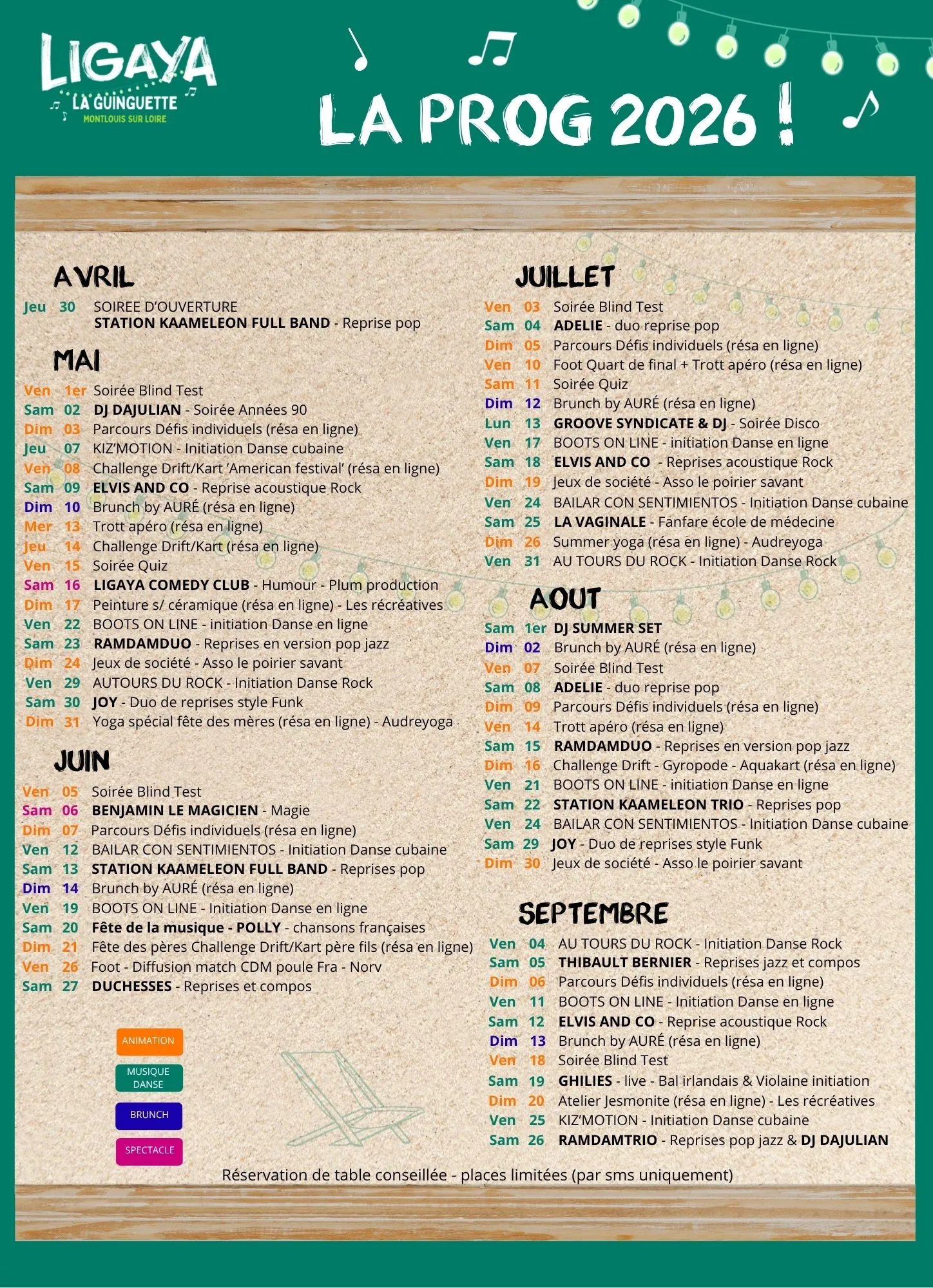 programme guinguette 2026